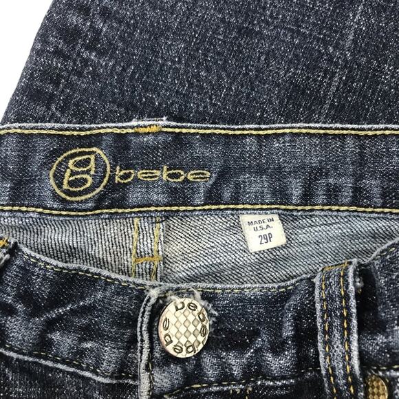 Bebe Carmen Interlk Bootcut Jeans Dark Blue Size 29 Petite - Picture 7 of 9